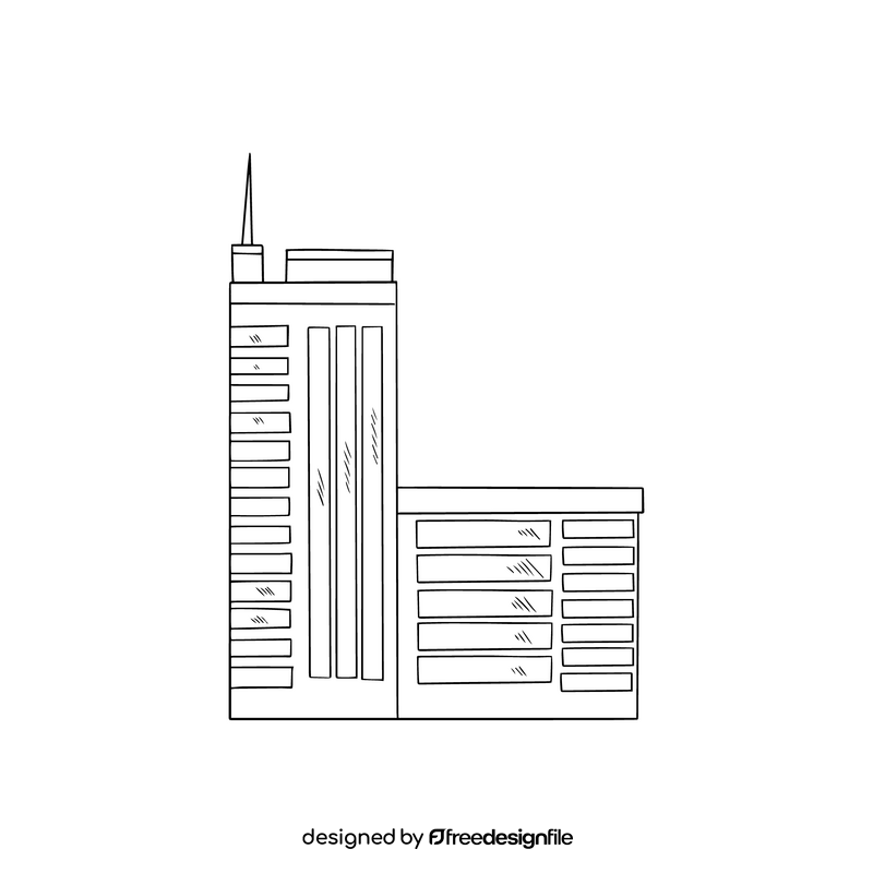 City buildings black and white clipart