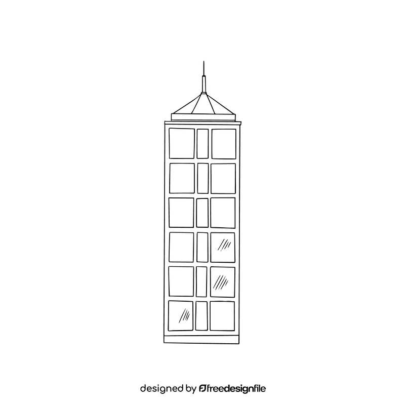 Tall building black and white clipart