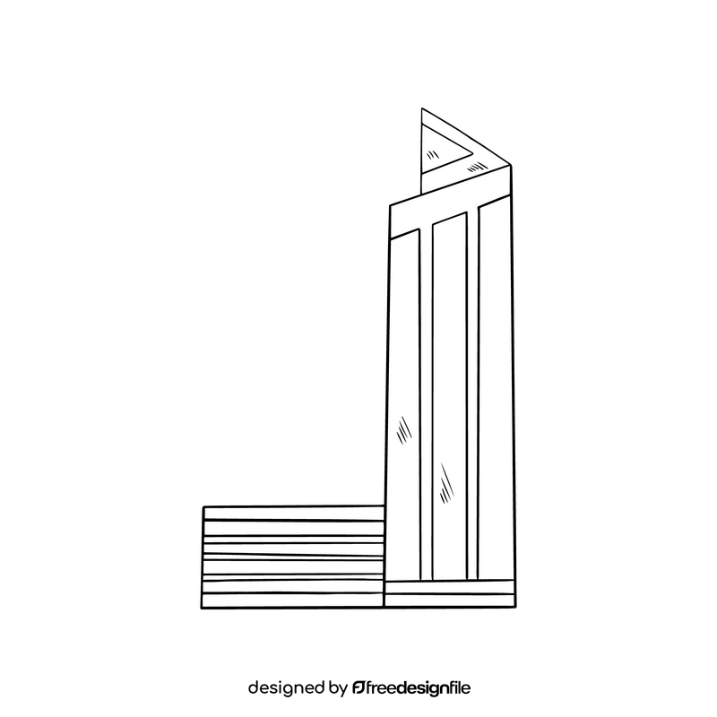 Skyscraper black and white clipart