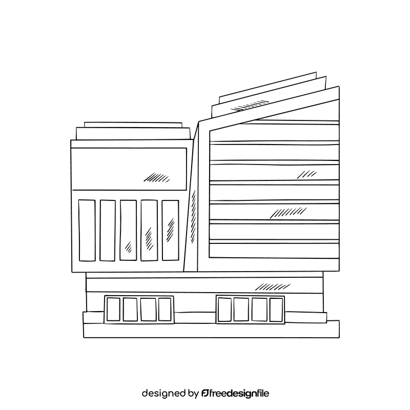 Modern buildings drawing black and white clipart