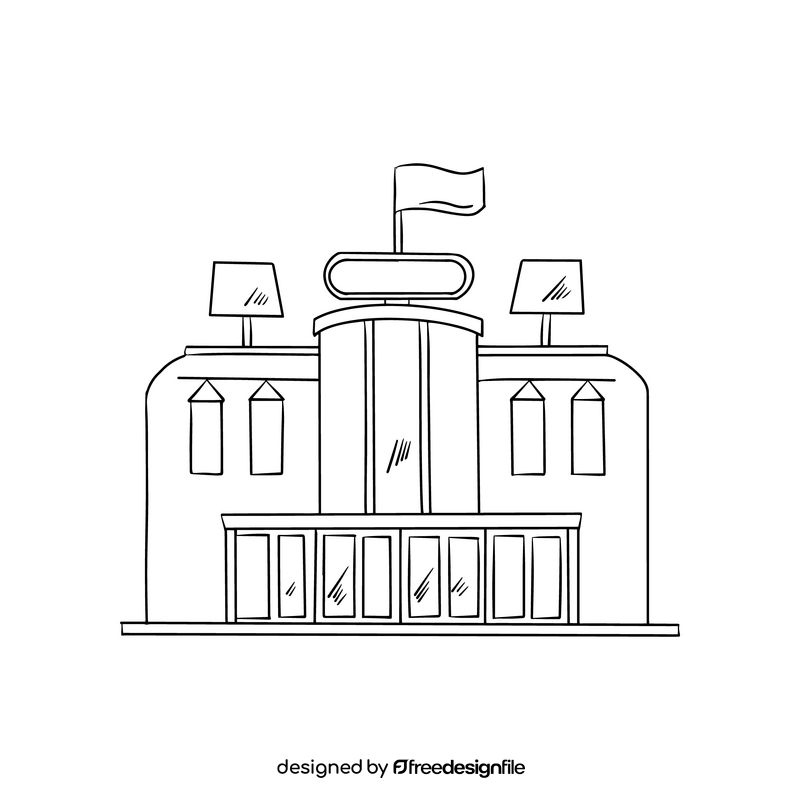 Stadium building black and white clipart