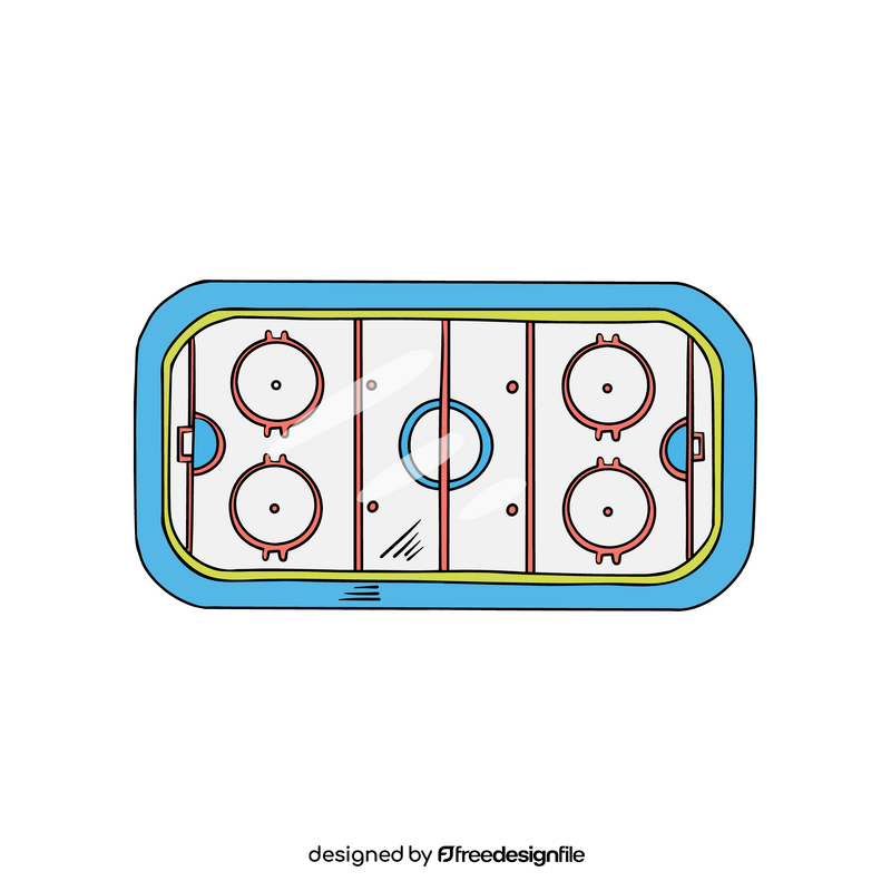 Flat ice hockey field top view clipart