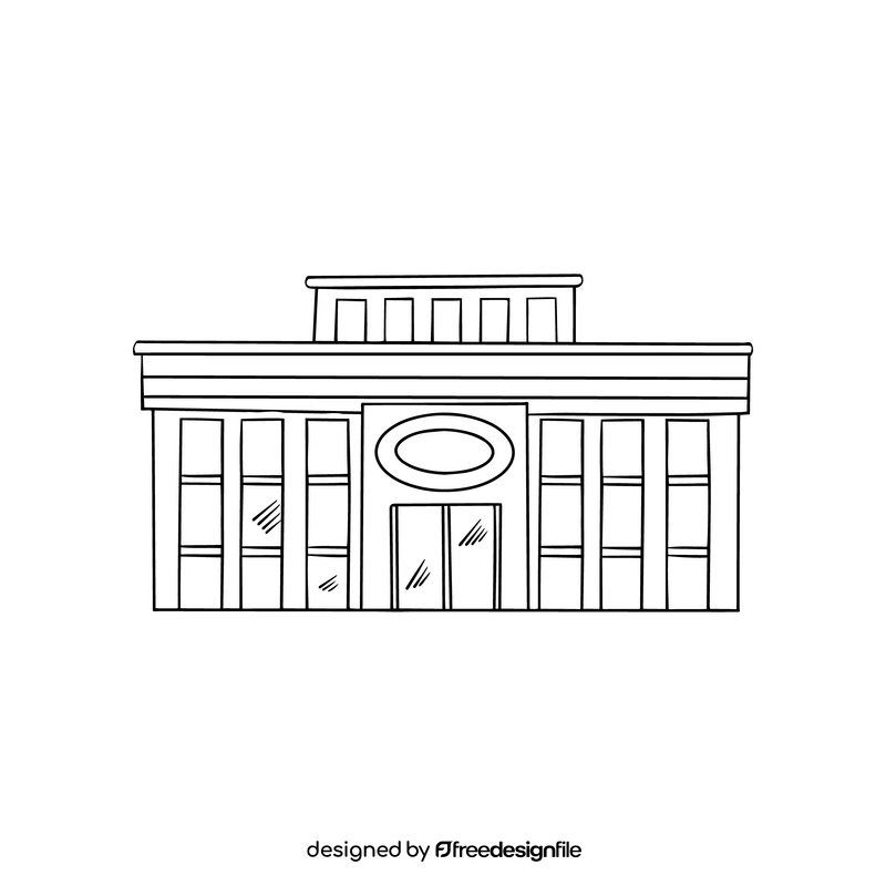 Shop building cartoon black and white clipart