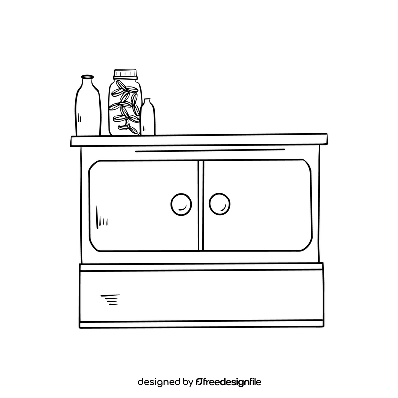 Chest of drawers black and white clipart