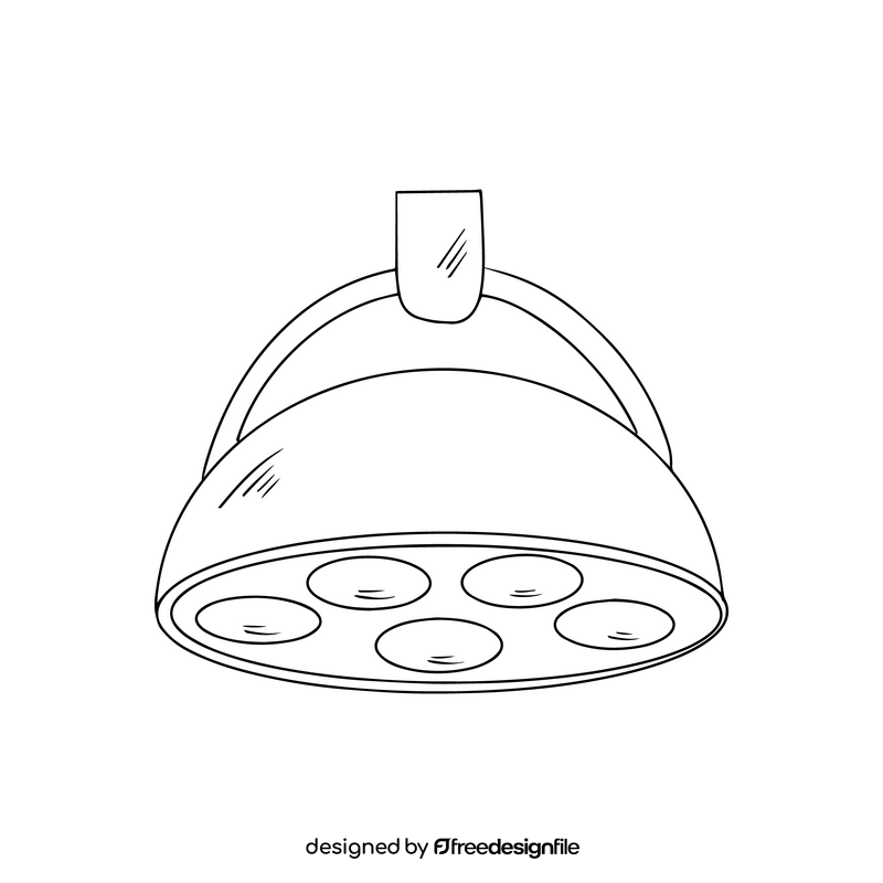 Hole type shadowless lamp black and white clipart