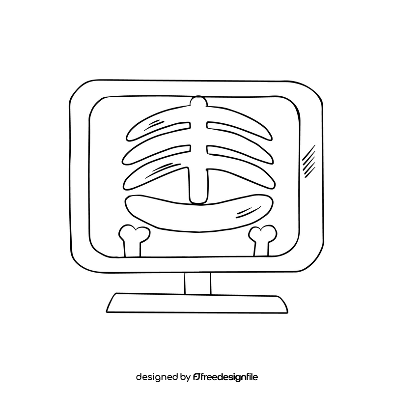 Hospital medical monitor black and white clipart