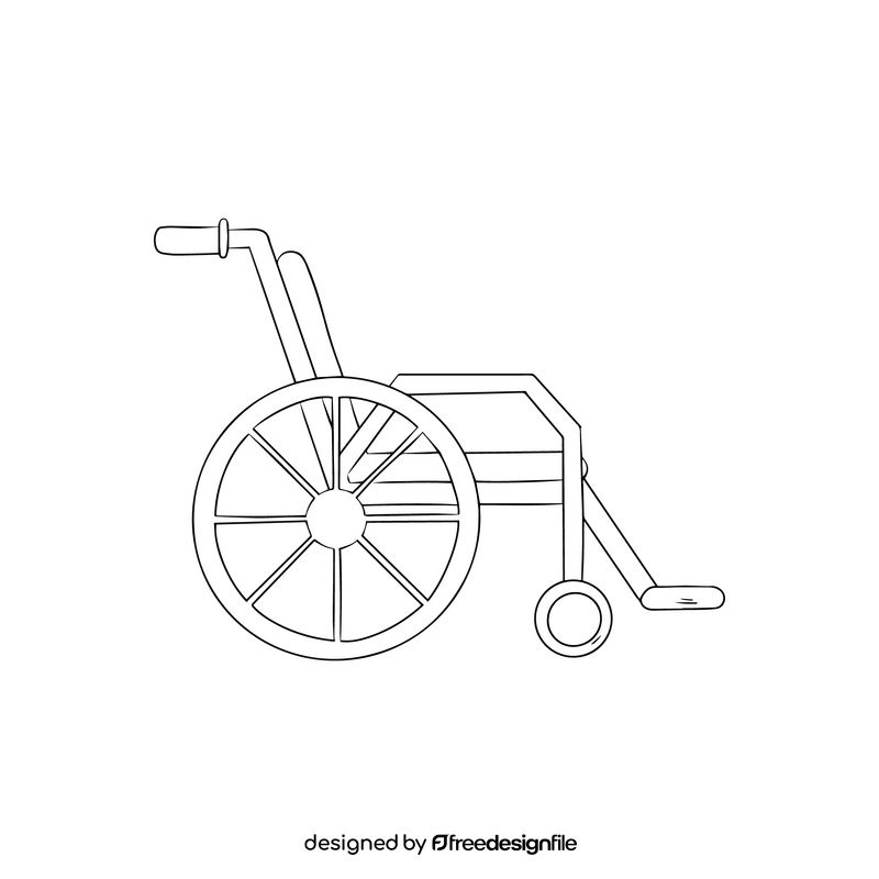 Hospital medical wheelchair illustration black and white clipart