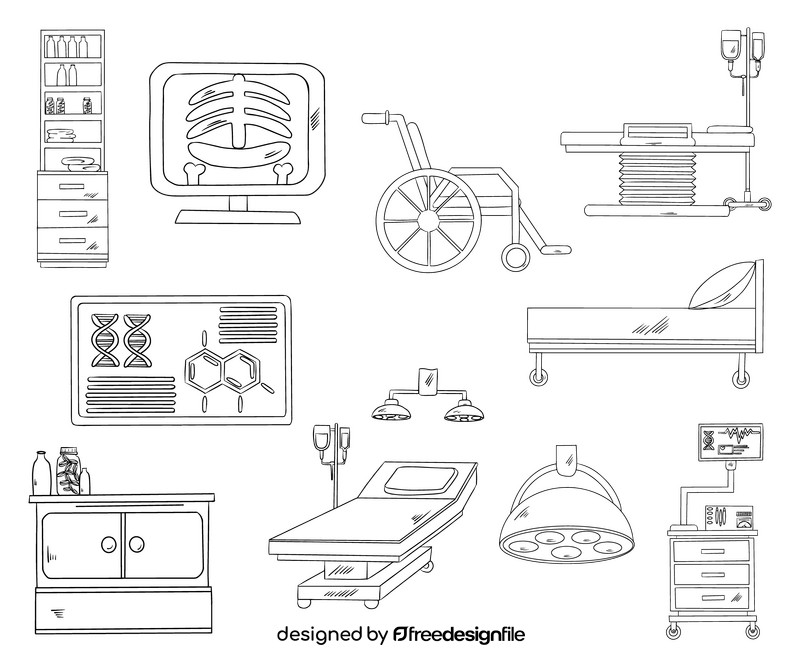 Hotel items black and white vector