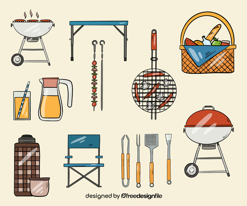 BBQ barbecue objects vector