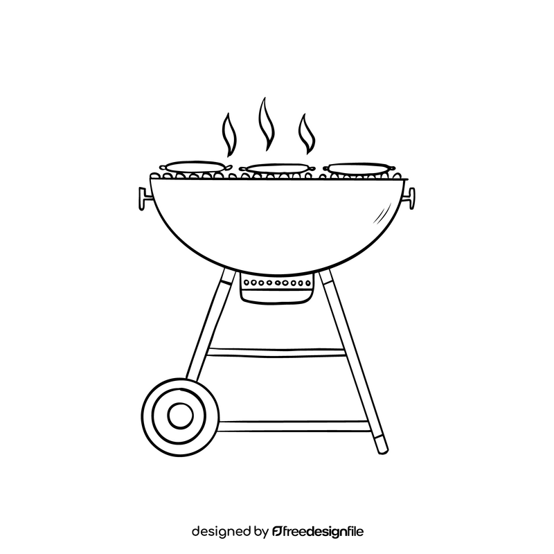 BBQ Barbecue Grill Cartoon black and white clipart