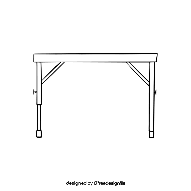 Folding table black and white clipart