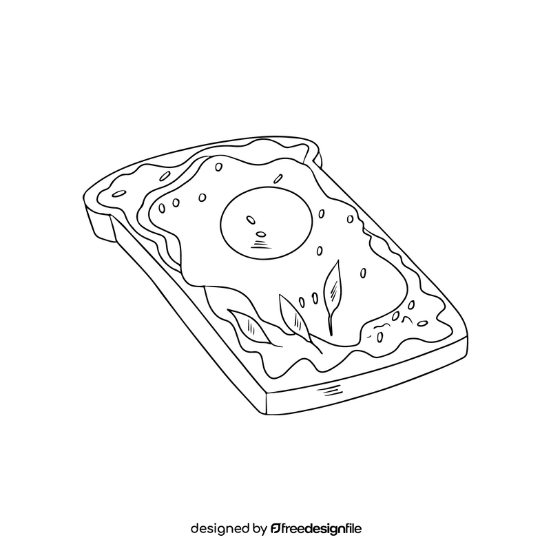 Egg on toast cartoon black and white clipart