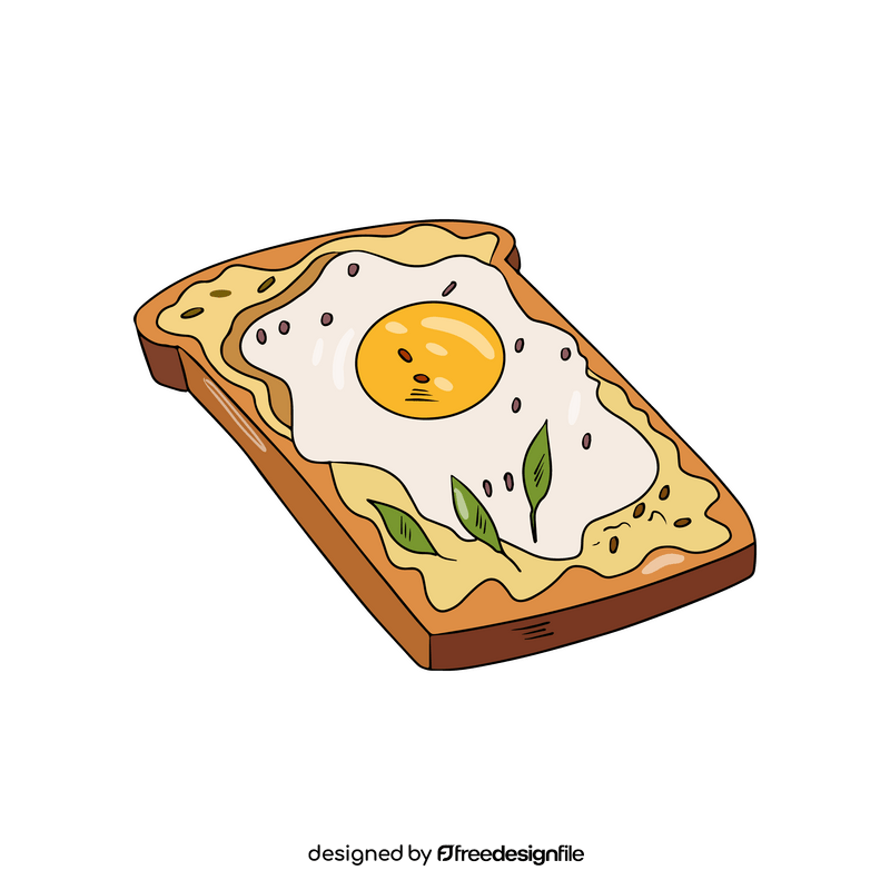 Egg on toast cartoon clipart