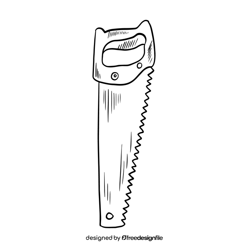 Hand saw black and white clipart