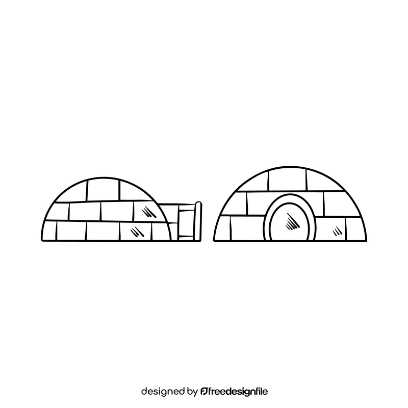 Igloo illustration black and white clipart