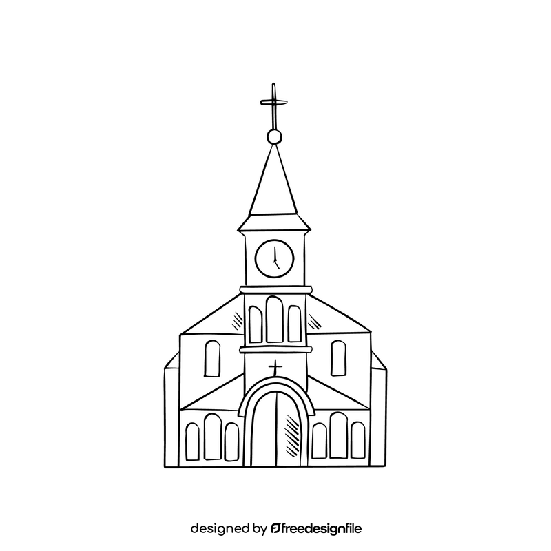 Church black and white clipart vector free download