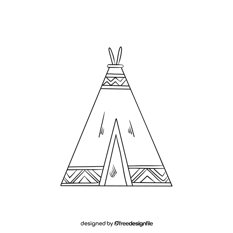 Wigwam black and white clipart