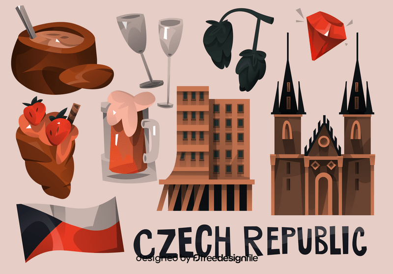 Czech republic icon set vector
