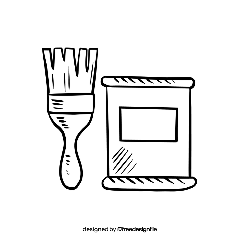 Paint brush black and white clipart