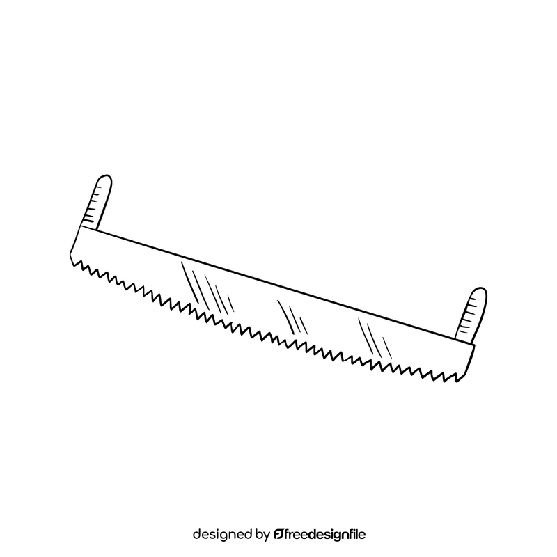 Two man crosscut saw drawing black and white clipart