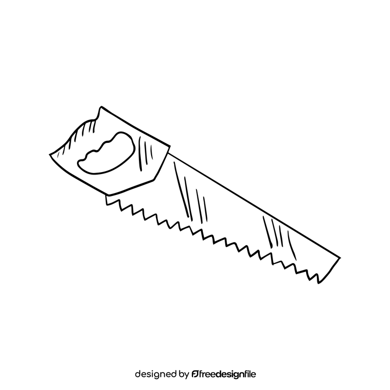 Cartoon hand saw black and white clipart
