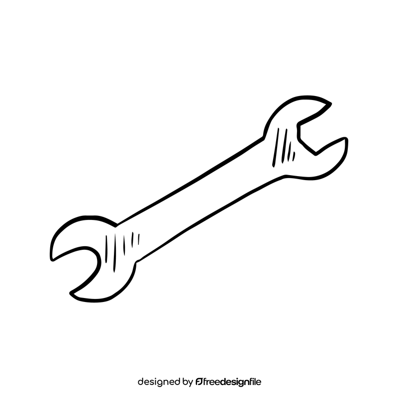 Wrench black and white clipart