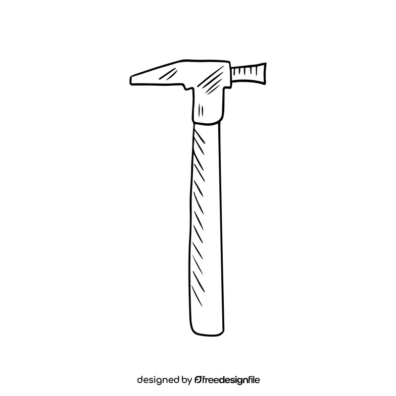 Hammer drawing black and white clipart