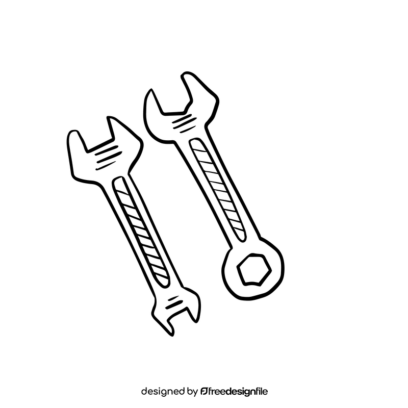 Wrenches illustration black and white clipart