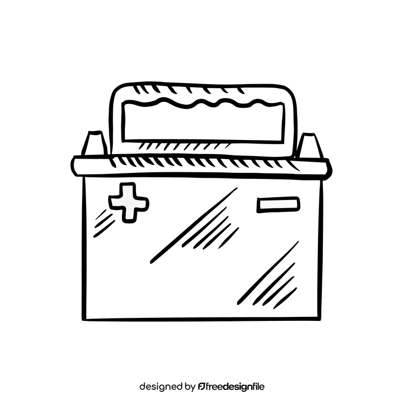 Car battery drawing black and white clipart