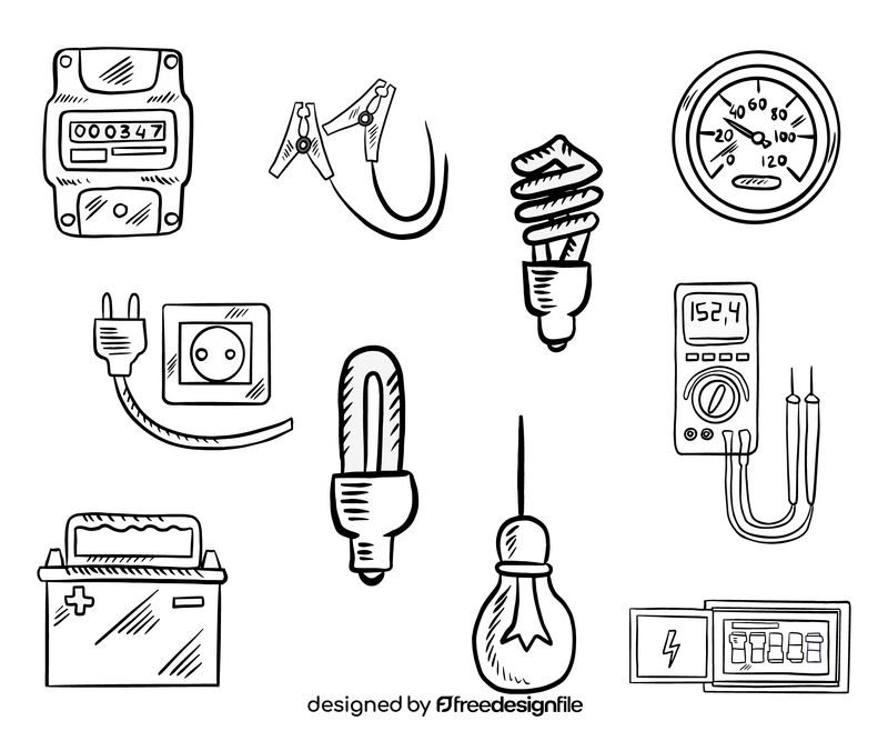 House electrical items black and white vector