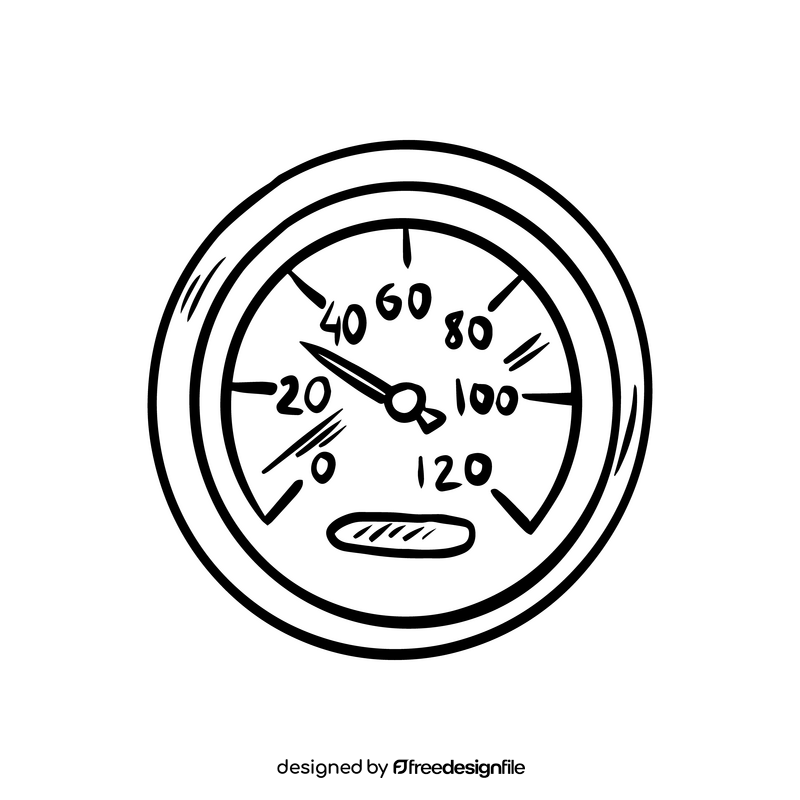 Cartoon speedometer black and white clipart