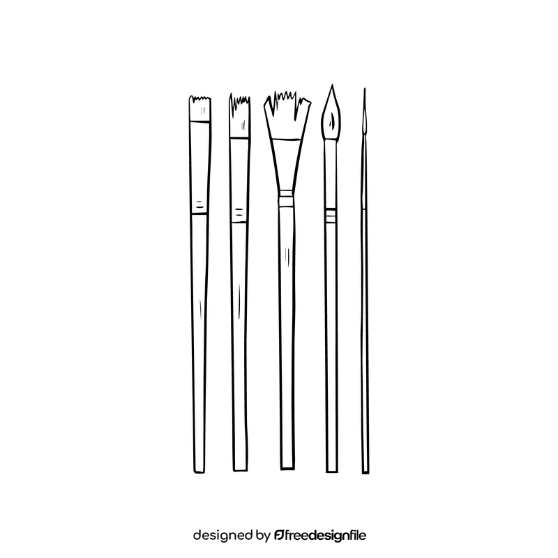 Paint brushes black and white clipart