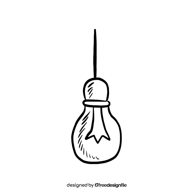 Light lamp bulb cartoon black and white clipart