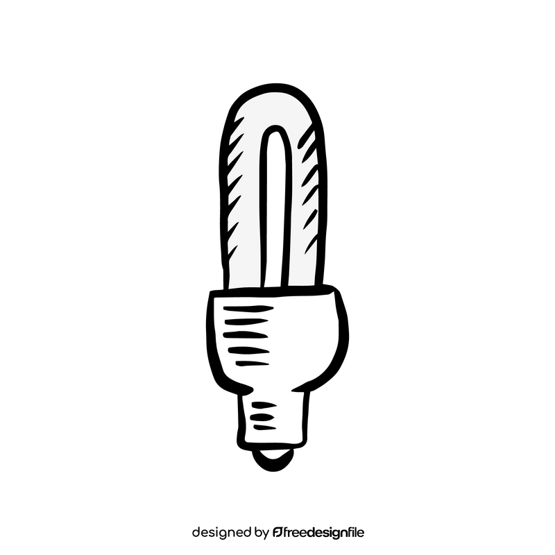 LED energy saving lamp drawing black and white clipart