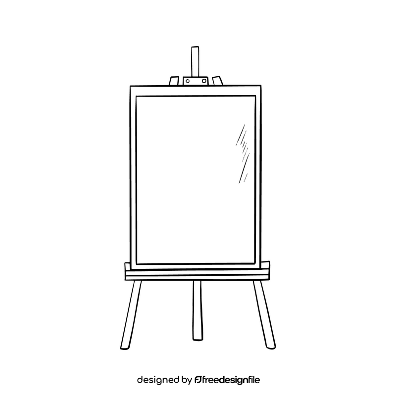 Wooden painting easel black and white clipart