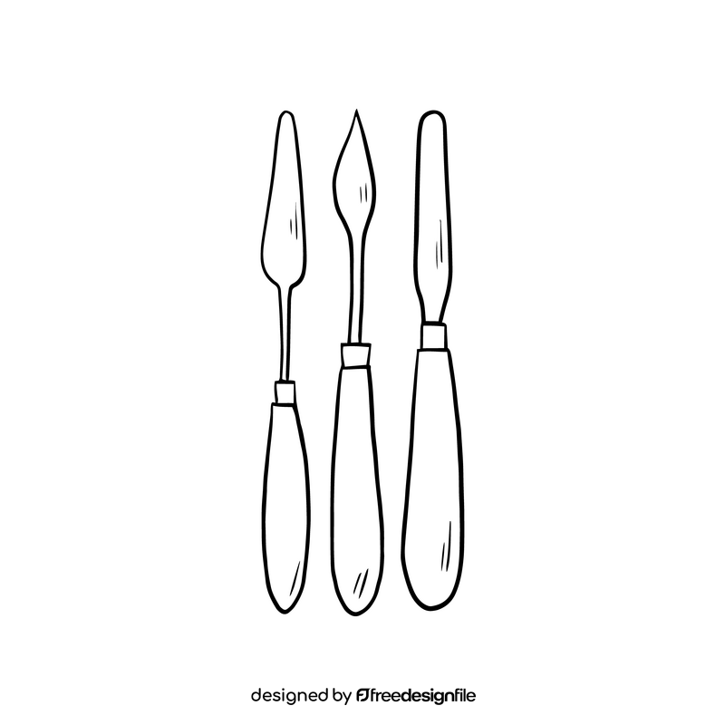 Palette knife cartoon black and white clipart