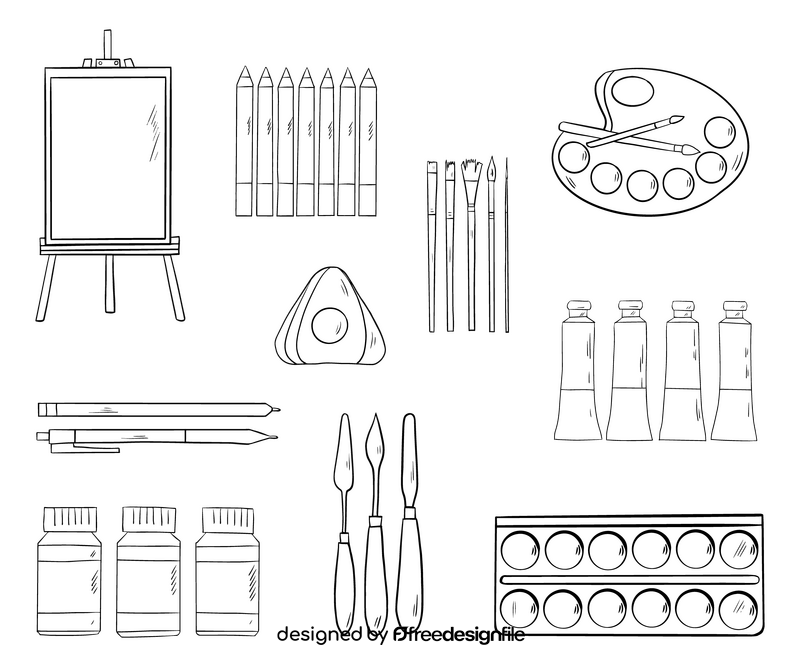 Painting tools black and white vector