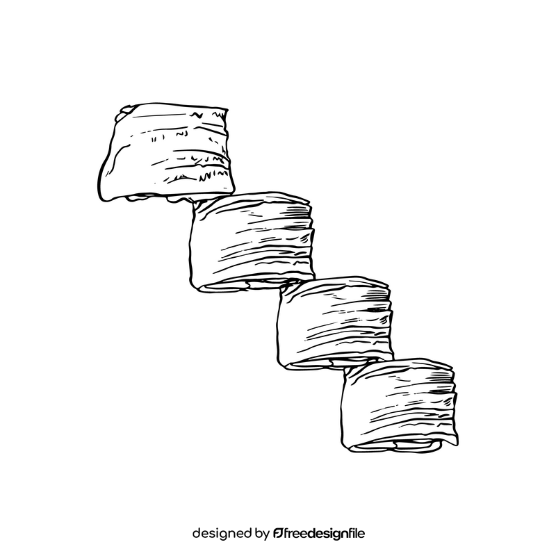 Collard green sushi rolls black and white clipart