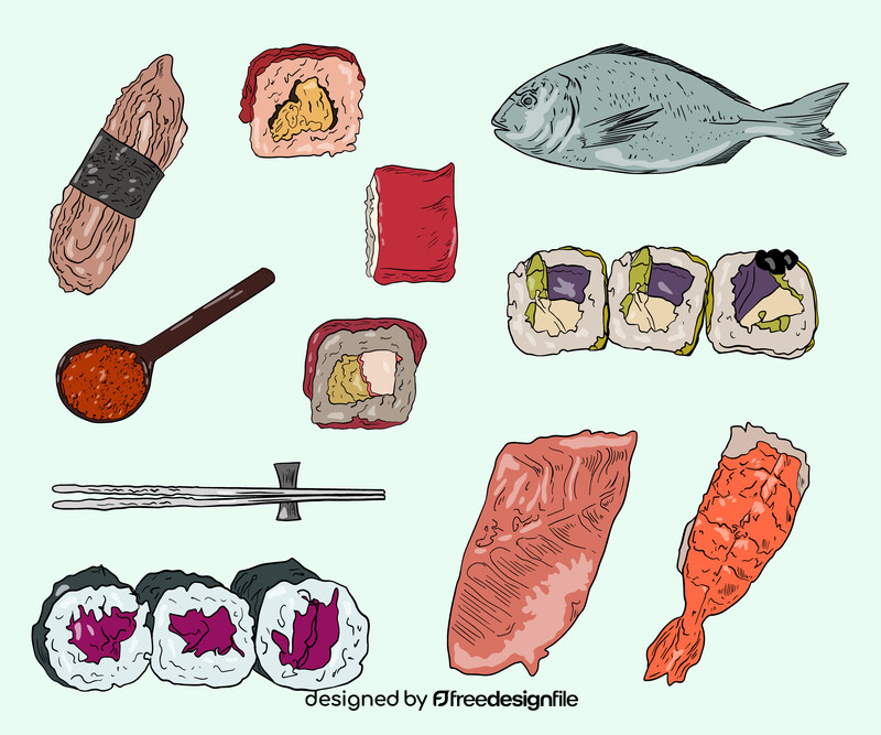 Sushi rolls cartoon vector