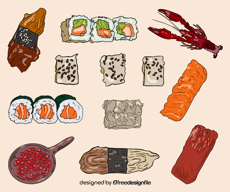 Sushi rolls illustration vector