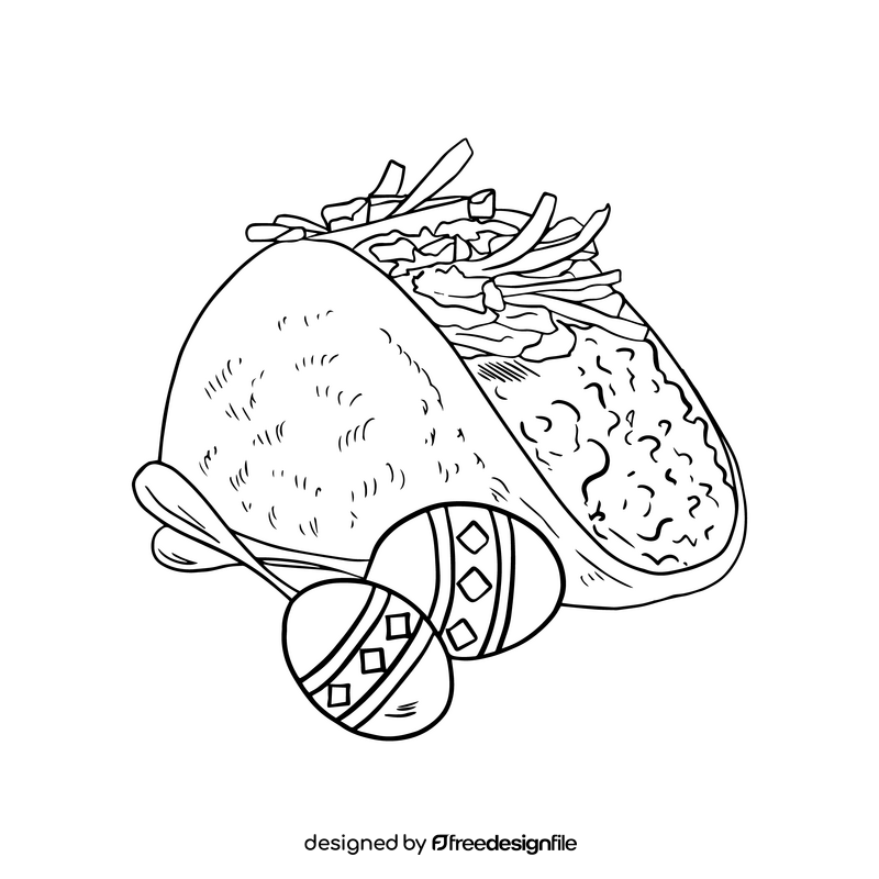 Mexican taco black and white clipart