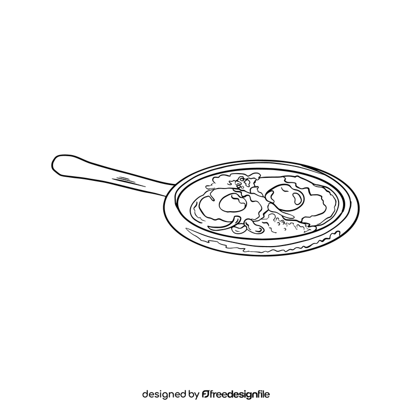 Omelette on pan drawing black and white clipart