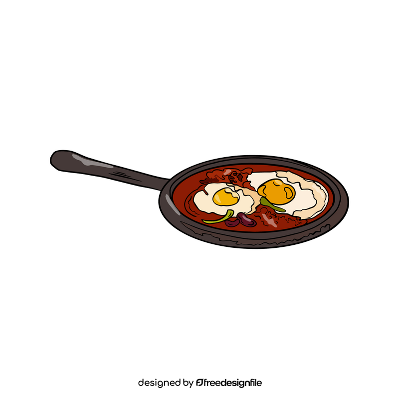 Omelette on pan drawing clipart