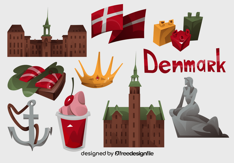 Denmark icon set vector