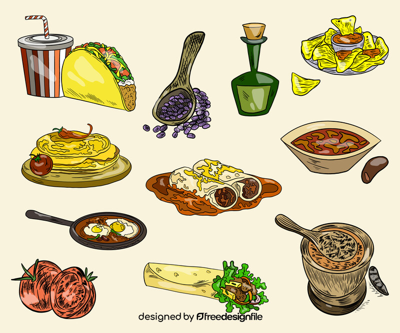 Cartoon mexican foods vector