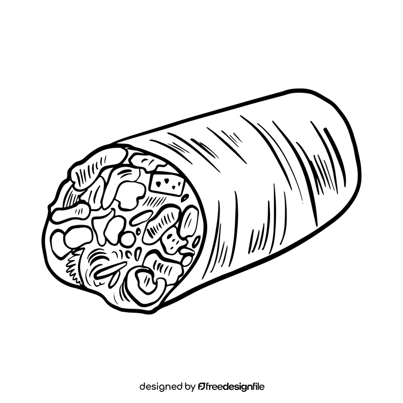 Burrito drawing black and white clipart