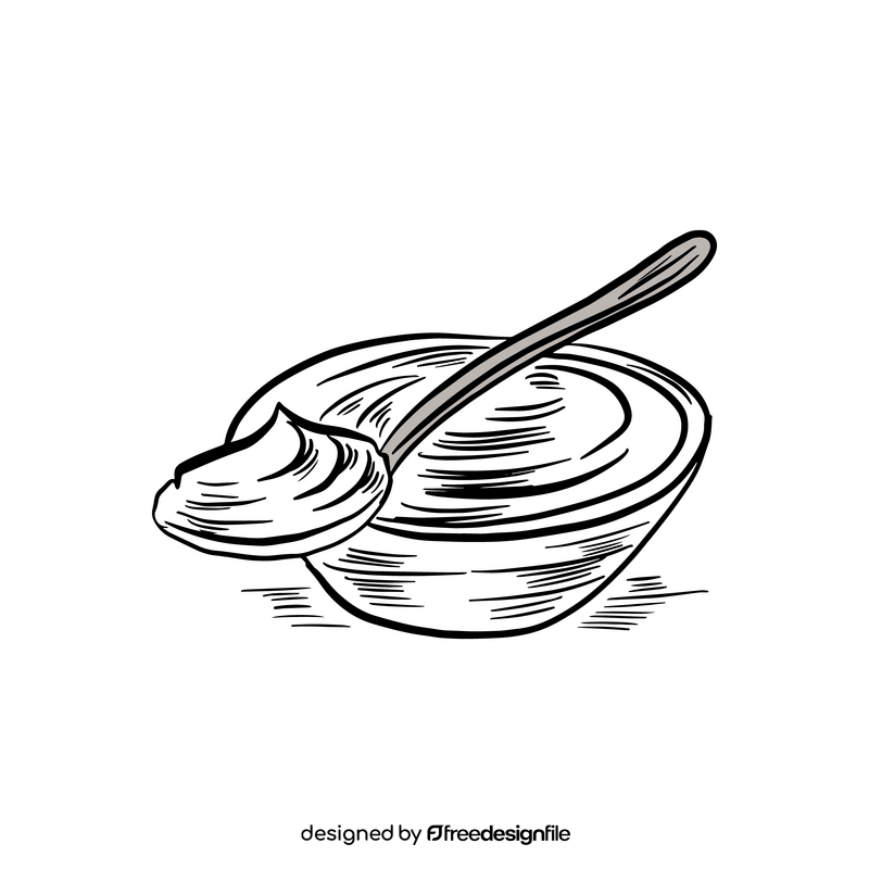 Yogurt cartoon black and white clipart