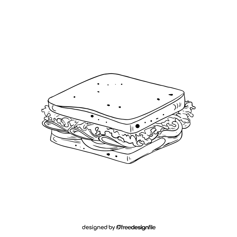 Sandwich black and white clipart