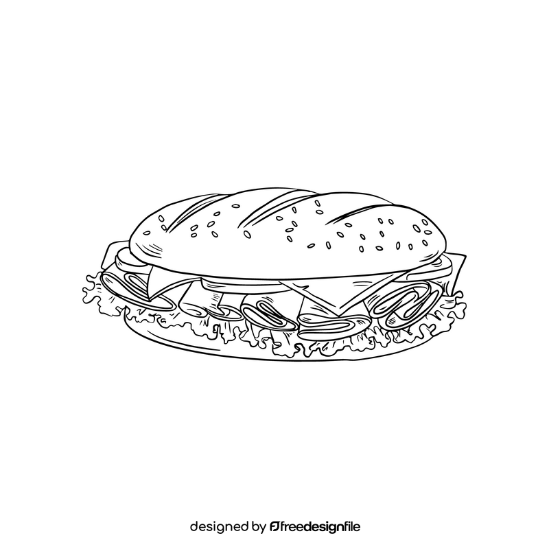 Sandwich black and white clipart