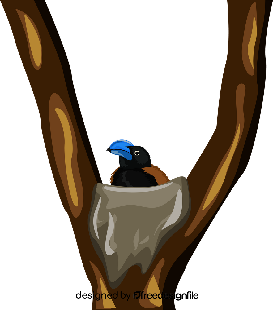 Blue bird in nest clipart
